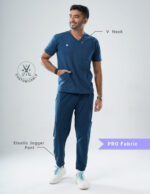 Customizable PRUSSIAN BLUE - PRO Fabric / V Neck / Jogger Pant / 4 way Stretch(MaleFullset) MKZ127 - Image 3