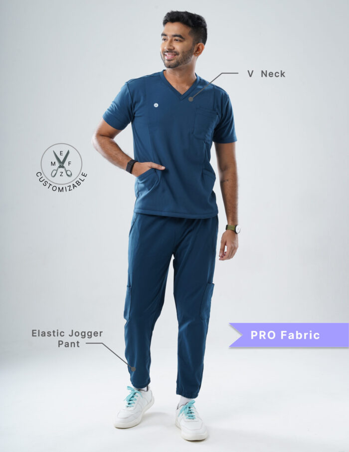 Customizable PRUSSIAN BLUE - PRO Fabric / V Neck / Jogger Pant / 4 way Stretch(MaleFullset) MKZ127 - Image 3