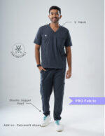 Customizable ANCHOR GREY - PRO Fabric / V Neck / Jogger Pant / 4 way Stretch(MaleFullset) MKZ133 - Image 2
