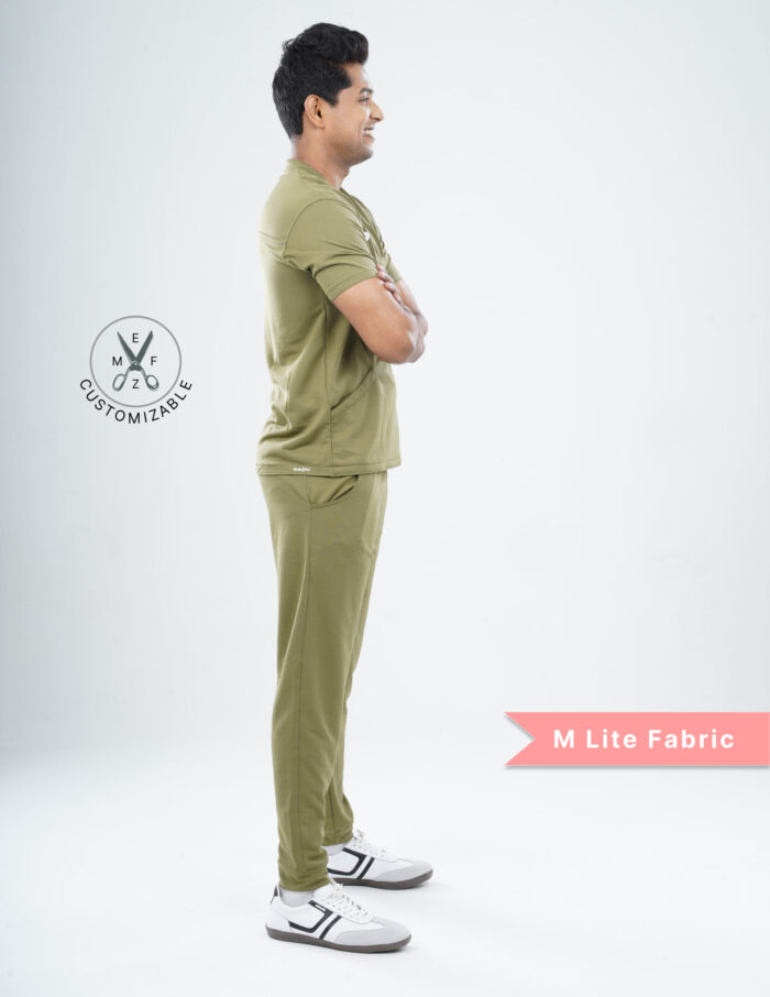 Customizable FERIL OLIVE - MLite Fabric / V Neck / Jogger Pant / 2 way Stretch(MaleFullset) MKZ174 - Image 5