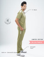 Customizable FERIL OLIVE LIMITED EDITION - MLite Fabric / V Neck / Straight Pant / 2 way Stretch(MaleFullset) MKZ177 - Image 2