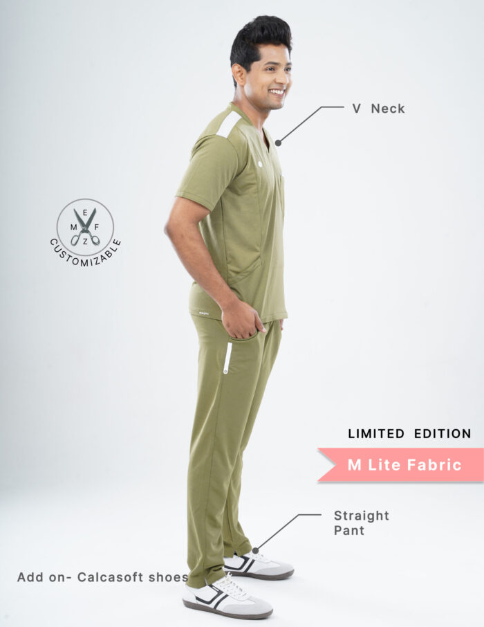Customizable FERIL OLIVE LIMITED EDITION - MLite Fabric / V Neck / Straight Pant / 2 way Stretch(MaleFullset) MKZ177 - Image 2
