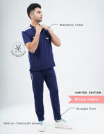 Customizable ORLIN NAVY LIMITED EDITION- MLite Fabric / MANDARIN COLLAR / Straight Pant / 2 way Stretch(MaleFullset) MKZ165 - Image 2