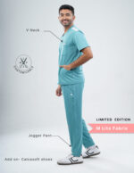 Customizable HYLORA TEAL LIMITED EDITION - MLite Fabric / V Neck / Jogger Pant / 2 way Stretch(MaleFullset) MKZ168 - Image 2