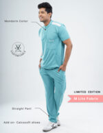 Customizable HYLORA TEAL LIMITED EDITION - MLite Fabric / Mandarin Collar / Straight Pant / 2 way Stretch(MaleFullset) MKZ173 - Image 2