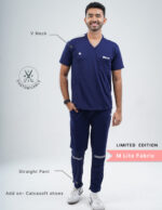 Customizable ORLIN NAVY LIMITED EDITION- MLite Fabric / V Neck / Straight Pant / 2 way Stretch(MaleFullset) MKZ161 - Image 2