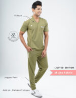 Customizable FERIL OLIVE LIMITED EDITION - MLite Fabric / V Neck / Jogger Pant / 2 way Stretch(MaleFullset) MKZ176 - Image 2