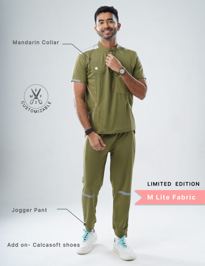 Customizable FERIL OLIVE LIMITED EDITION - MLite Fabric / Mandarin / Jogger Pant / 2 way Stretch(MaleFullset) MKZ180 - Image 2