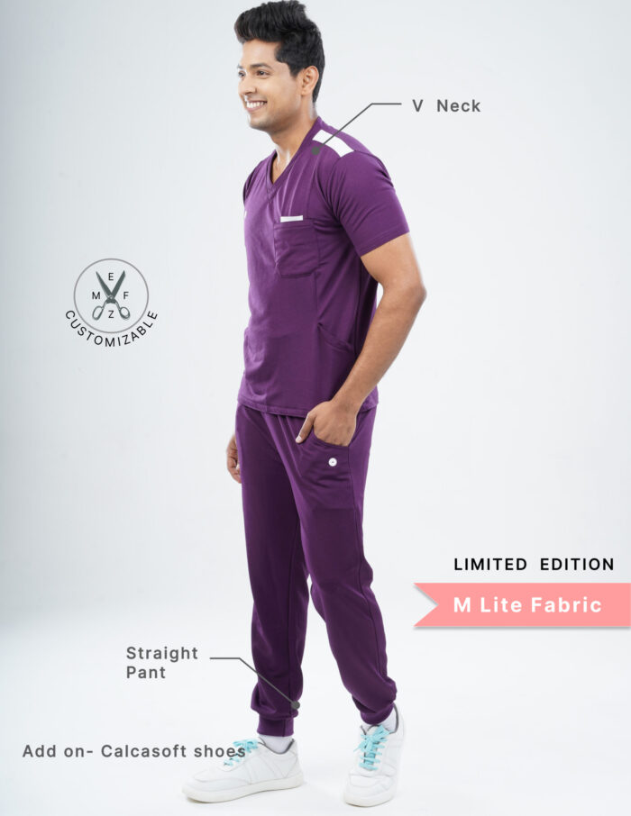 Customizable MERLOT WINE LIMITED EDITION - MLite Fabric / V Neck / Jogger Pant / 2 way Stretch(MaleFullset) MKZ144 - Image 2