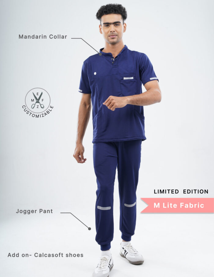 Customizable ORLIN NAVY LIMITED EDITION- MLite Fabric / MANDARIN COLLAR / Jogger Pant / 2 way Stretch(MaleFullset) MKZ164 - Image 2