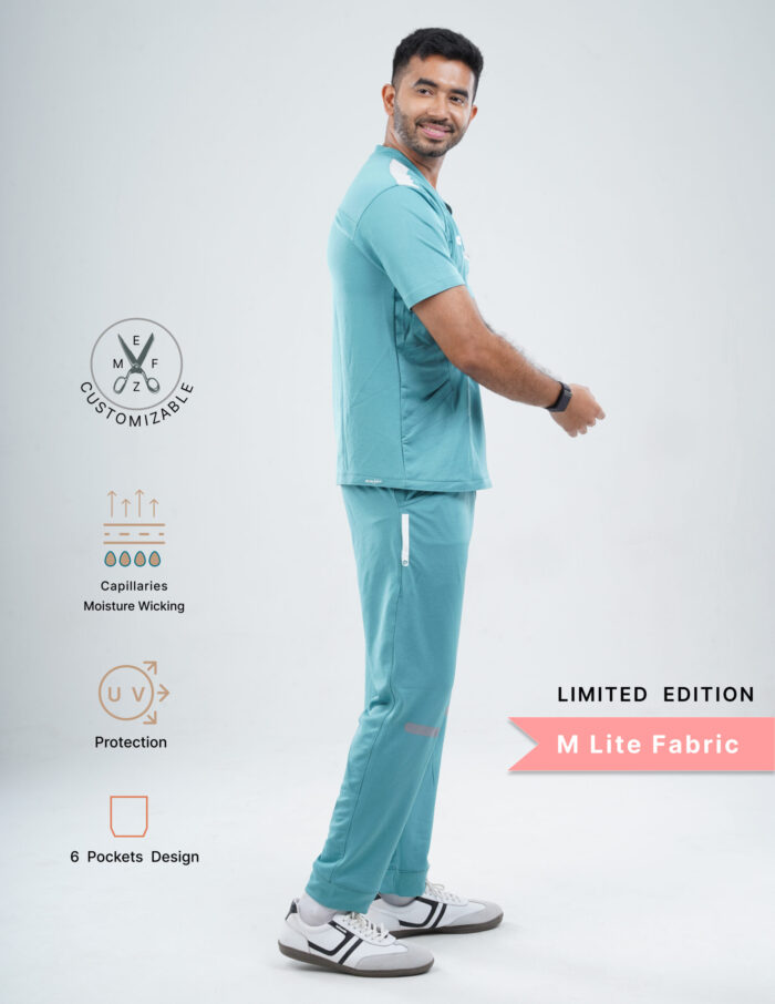 Customizable HYLORA TEAL LIMITED EDITION - MLite Fabric / V Neck / Jogger Pant / 2 way Stretch(MaleFullset) MKZ168 - Image 3