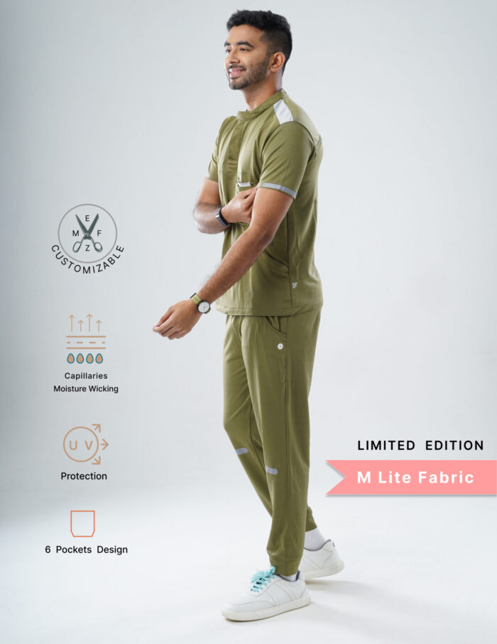 Customizable FERIL OLIVE LIMITED EDITION - MLite Fabric / Mandarin / Jogger Pant / 2 way Stretch(MaleFullset) MKZ180 - Image 3