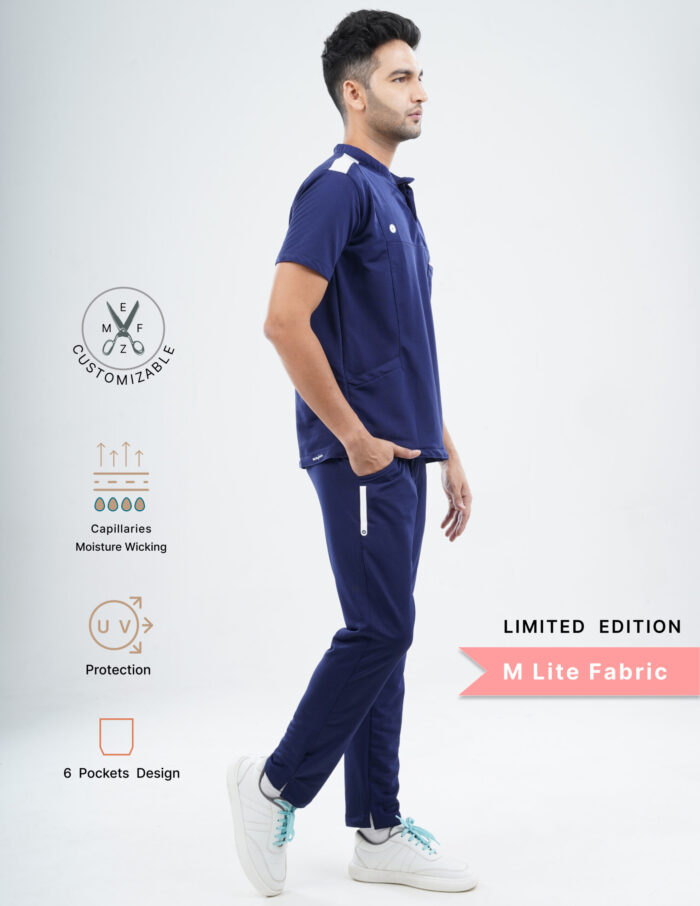 Customizable ORLIN NAVY LIMITED EDITION- MLite Fabric / MANDARIN COLLAR / Straight Pant / 2 way Stretch(MaleFullset) MKZ165 - Image 3