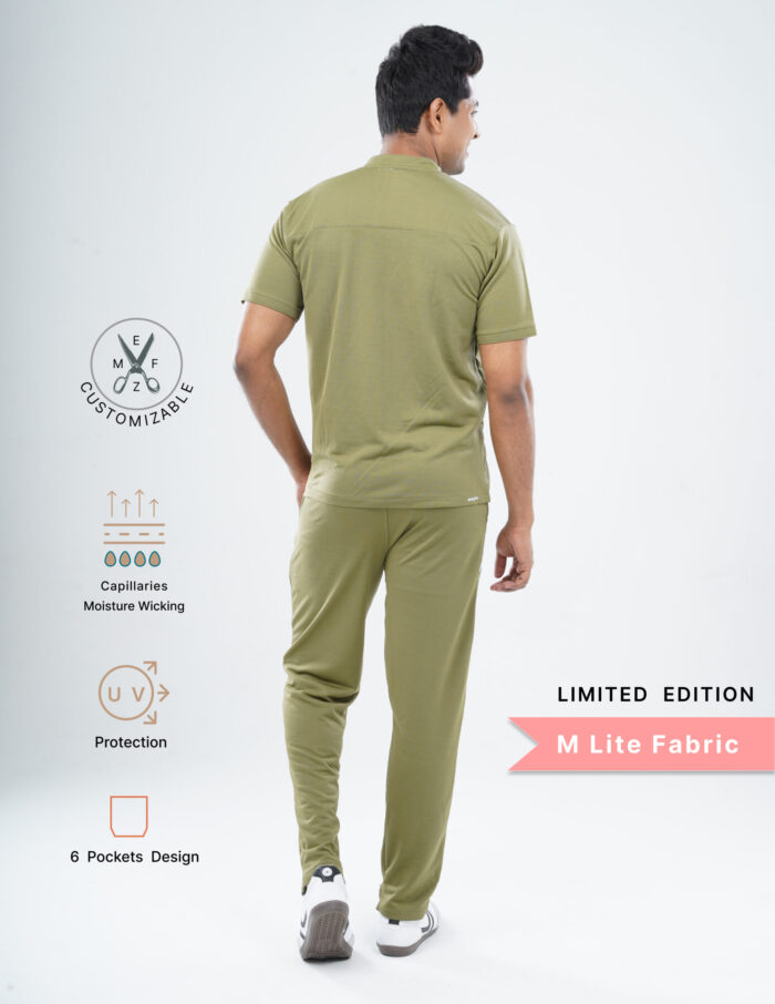 Customizable FERIL OLIVE LIMITED EDITION - MLite Fabric / V Neck / Straight Pant / 2 way Stretch(MaleFullset) MKZ177 - Image 3