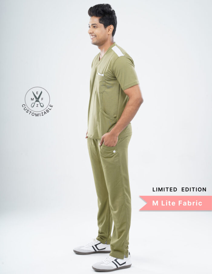 Customizable FERIL OLIVE LIMITED EDITION - MLite Fabric / V Neck / Straight Pant / 2 way Stretch(MaleFullset) MKZ177 - Image 5