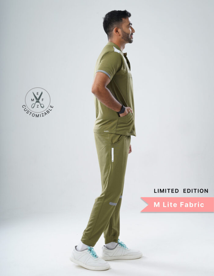 Customizable FERIL OLIVE LIMITED EDITION - MLite Fabric / Mandarin / Jogger Pant / 2 way Stretch(MaleFullset) MKZ180 - Image 5