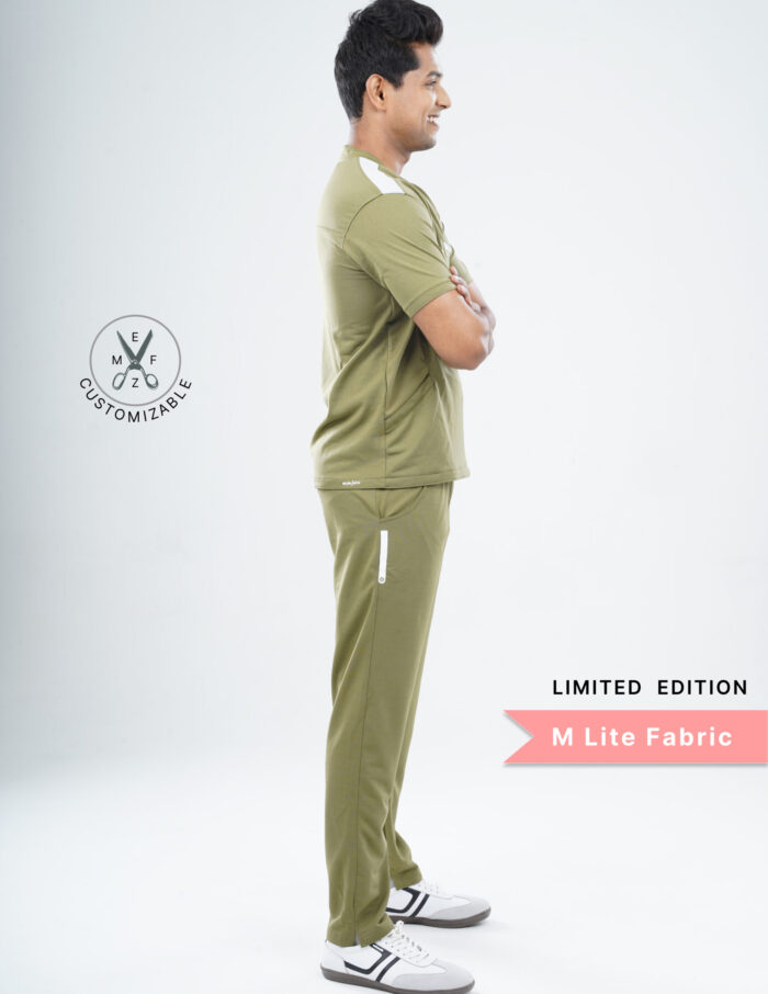 Customizable FERIL OLIVE LIMITED EDITION - MLite Fabric / V Neck / Straight Pant / 2 way Stretch(MaleFullset) MKZ177 - Image 4