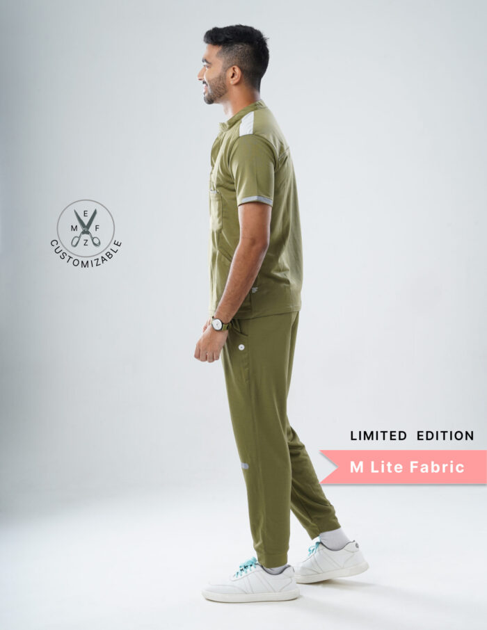 Customizable FERIL OLIVE LIMITED EDITION - MLite Fabric / Mandarin / Jogger Pant / 2 way Stretch(MaleFullset) MKZ180 - Image 6