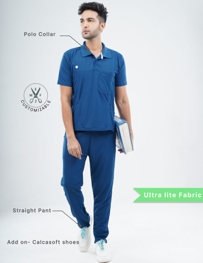 Customizable COSMIC BLUE - Ultra Lite Fabric / Polo Collar / Straight Pant / 2 way Stretch(MaleFullset) MKZ191 - Image 2
