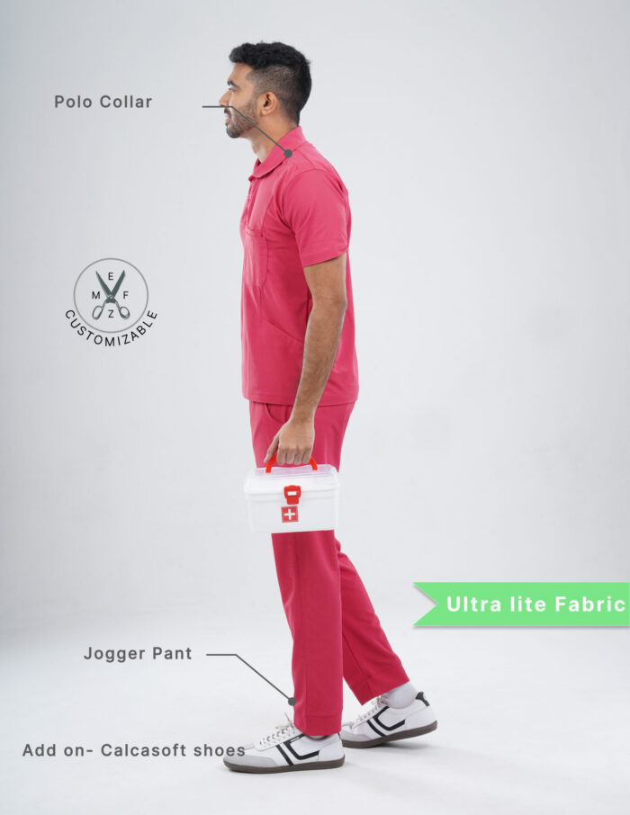 Customizable MELANGE PINK - Ultra Lite Fabric / Polo Collar / Jogger Pant / 2 way Stretch(MaleFullset) MKZ214 - Image 2