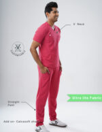 Customizable MELANGE PINK - MLite Fabric / V Neck / Straight Pant / 2 way Stretch(MaleFullset) MKZ207 - Image 2