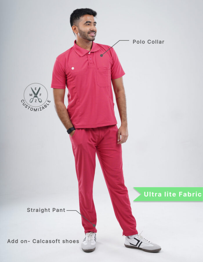Customizable MELANGE PINK - Ultra Lite Fabric / Polo Collar / Straight Pant / 2 way Stretch(MaleFullset) MKZ215 - Image 2