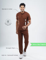 Customizable MOCHA BROWN - Ultra Lite Fabric / Mandarin Collar / Straight Pant / 2 way Stretch(MaleFullset) MKZ223 - Image 2