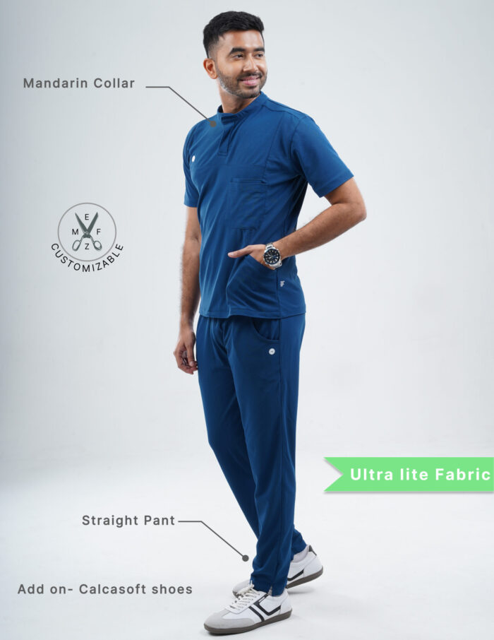 Customizable COSMIC BLUE - Ultra Lite Fabric / Mandarin Collar / Straight Pant / 2 way Stretch(MaleFullset) MKZ187 - Image 2