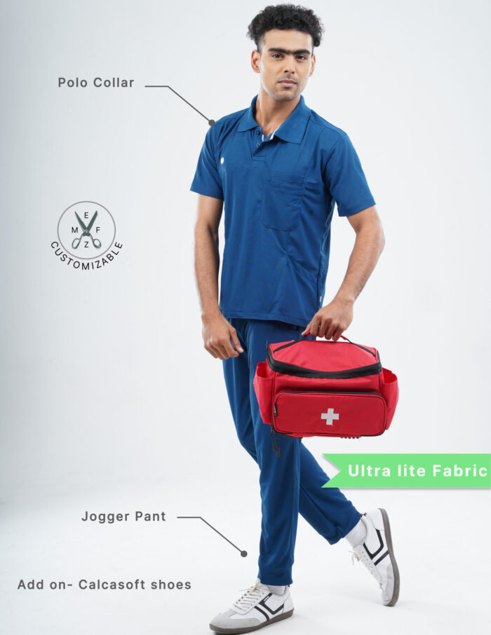 Customizable COSMIC BLUE - Ultra Lite Fabric / Polo Collar / Jogger Pant / 2 way Stretch(MaleFullset) MKZ190 - Image 2