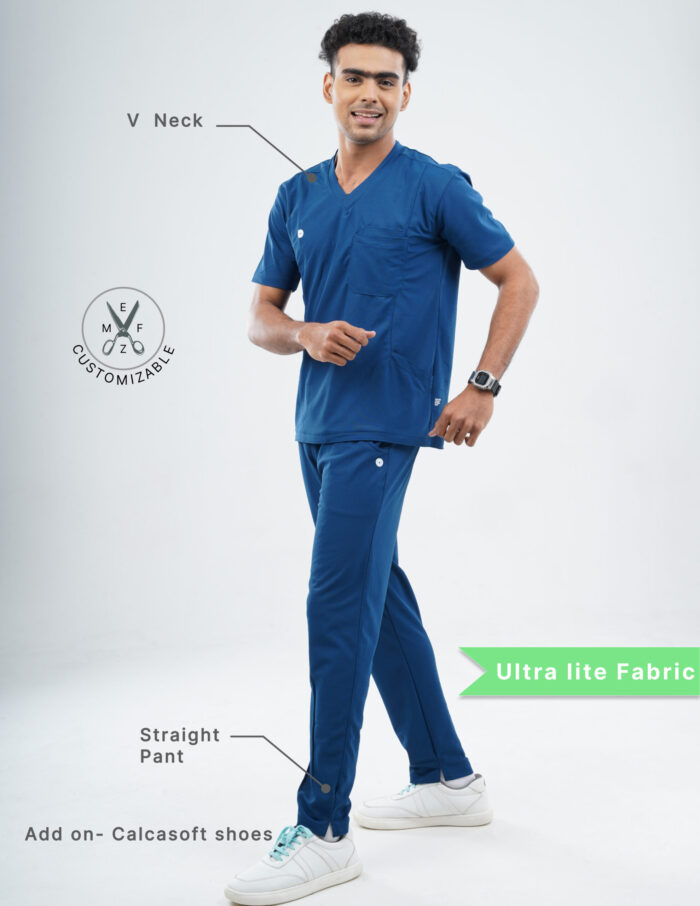 Customizable COSMIC BLUE - MLite Fabric / V Neck / Straight Pant / 2 way Stretch(MaleFullset) MKZ183 - Image 2