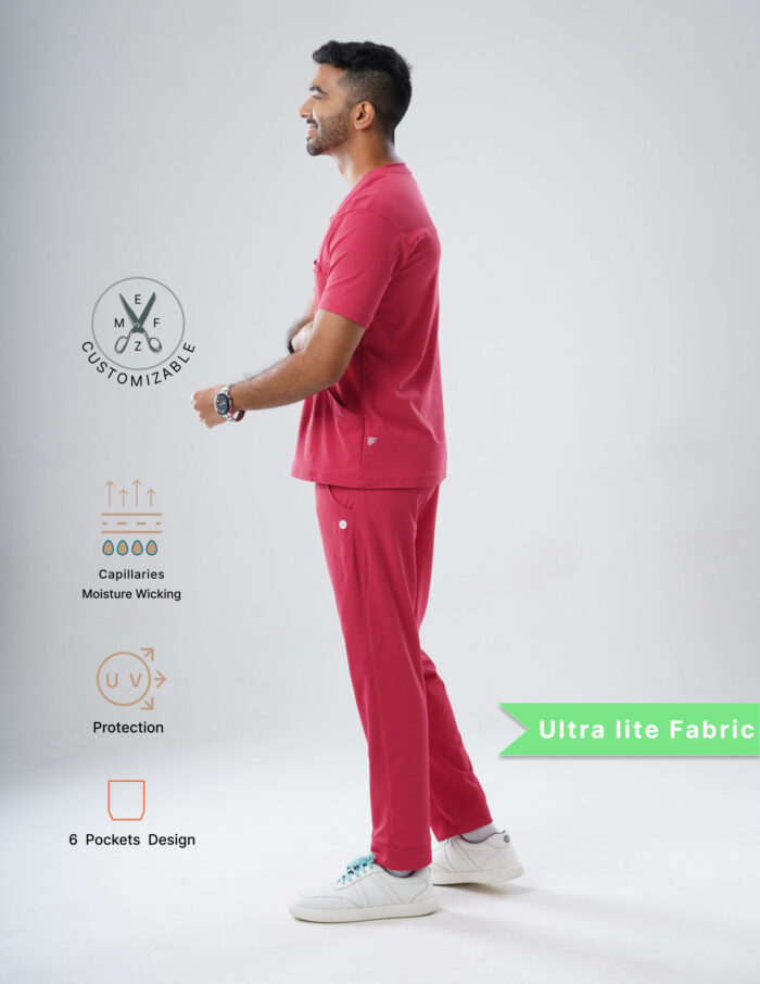 Customizable MELANGE PINK - Ultra Lite Fabric / V Neck / Jogger Pant / 2 way Stretch(MaleFullset) MKZ206 - Image 3