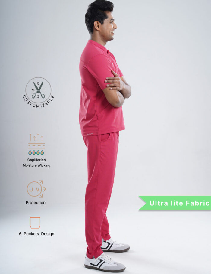 Customizable MELANGE PINK - Ultra Lite Fabric / Mandarin Collar / Straight Pant / 2 way Stretch(MaleFullset) MKZ211 - Image 3