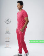 Customizable MELANGE PINK - MLite Fabric / V Neck / Straight Pant / 2 way Stretch(MaleFullset) MKZ207 - Image 3