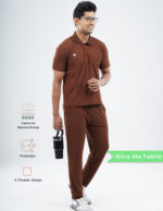 Customizable MOCHA BROWN - Ultra Lite Fabric / Polo Collar / Jogger Pant / 2 way Stretch(MaleFullset) MKZ226 - Image 3