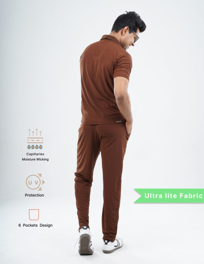 Customizable MOCHA BROWN - Ultra Lite Fabric / Polo Collar / Straight Pant / 2 way Stretch(MaleFullset) MKZ227 - Image 3