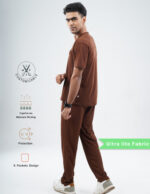 Customizable MOCHA BROWN - Ultra Lite Fabric / V Neck / Straight Pant / 2 way Stretch(MaleFullset) MKZ219 - Image 3