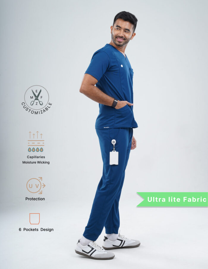 Customizable COSMIC BLUE - Ultra Lite Fabric / V Neck / Jogger Pant / 2 way Stretch(MaleFullset) MKZ182 - Image 3