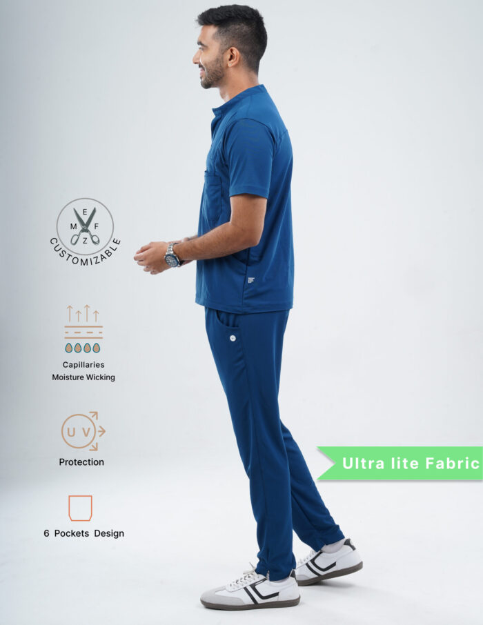 Customizable COSMIC BLUE - Ultra Lite Fabric / Mandarin Collar / Straight Pant / 2 way Stretch(MaleFullset) MKZ187 - Image 3