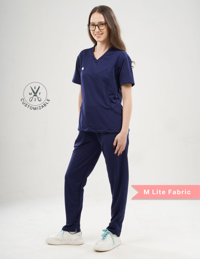 Quick Delivery | CHENNAI  | Customizable ORLIN NAVY - MLite Fabric / V Neck / Straight Pant / 2 way Stretch(FemaleFullset) MKZ297 - Image 3
