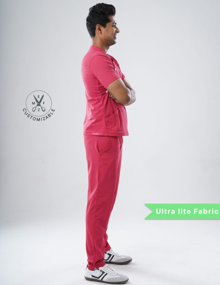 Customizable MELANGE PINK - MLite Fabric / V Neck / Straight Pant / 2 way Stretch(MaleFullset) MKZ207 - Image 4