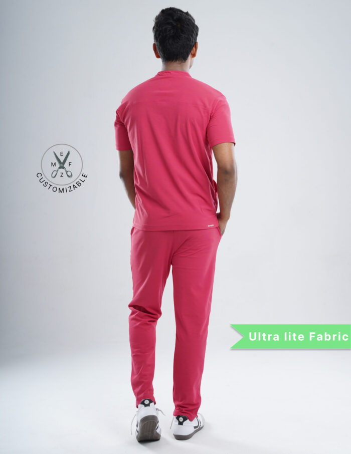 Customizable MELANGE PINK - Ultra Lite Fabric / Mandarin Collar / Straight Pant / 2 way Stretch(MaleFullset) MKZ211 - Image 4