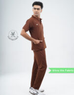 Customizable MOCHA BROWN - Ultra Lite Fabric / Mandarin Collar / Jogger Pant / 2 way Stretch(MaleFullset) MKZ222 - Image 4