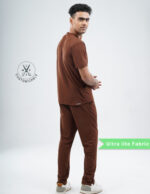 Customizable MOCHA BROWN - Ultra Lite Fabric / V Neck / Straight Pant / 2 way Stretch(MaleFullset) MKZ219 - Image 4