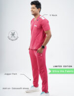Customizable MELANGE PINK LIMITED EDITION - Ultra Lite Fabric / V Neck / Jogger Pant / 2 way Stretch(MaleFullset) MKZ208 - Image 2