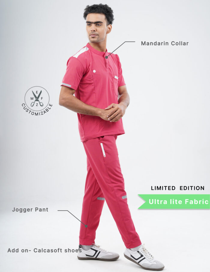 Customizable MELANGE PINK LIMITED EDITION - Ultra Lite Fabric / Mandarin Collar / Straight Pant / 2 way Stretch(MaleFullset) MKZ213 - Image 2