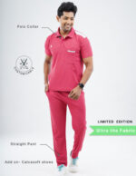 Customizable MELANGE PINK LIMITED EDITION - Ultra Lite Fabric / Polo Collar / Straight Pant / 2 way Stretch(MaleFullset) MKZ217 - Image 2