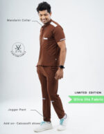 Customizable MOCHA BROWN LIMITED EDITION - Ultra Lite Fabric / Mandarin Collar / Jogger Pant / 2 way Stretch(MaleFullset) MKZ224 - Image 2