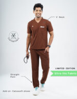 Customizable MOCHA BROWN LIMITED EDITION - Ultra Lite Fabric / V Neck / Straight Pant / 2 way Stretch(MaleFullset) MKZ221 - Image 2