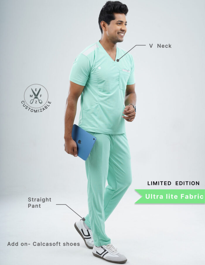 Customizable FROSTED MINT LIMITED EDITION - MLite Fabric / V Neck / Straight Pant / 2 way Stretch(MaleFullset) MKZ245 - Image 2