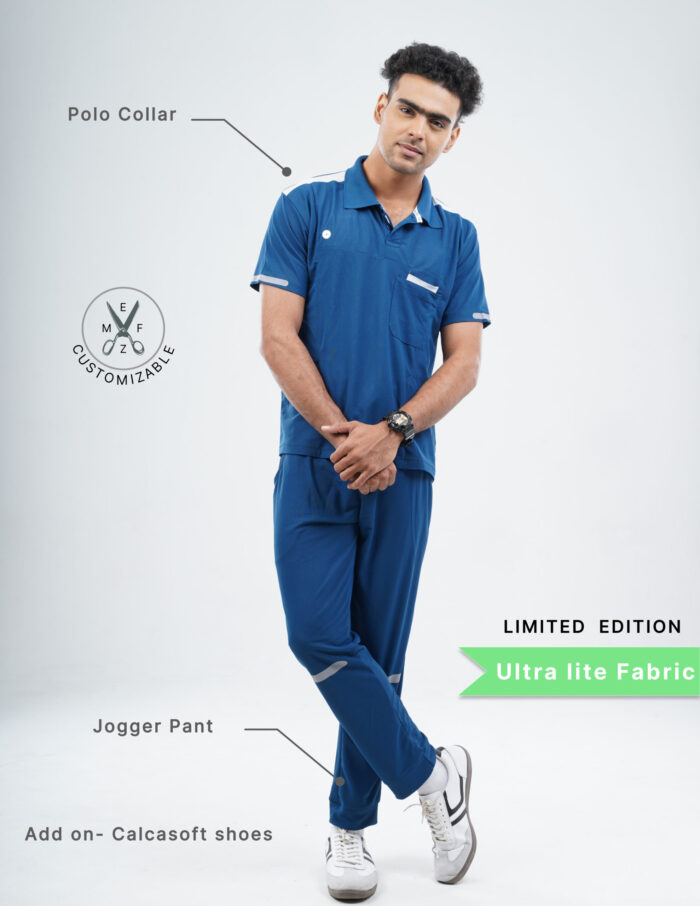 Customizable COSMIC BLUE LIMITED EDITION - Ultra Lite Fabric / Polo Collar / Jogger Pant / 2 way Stretch(MaleFullset) MKZ192 - Image 2